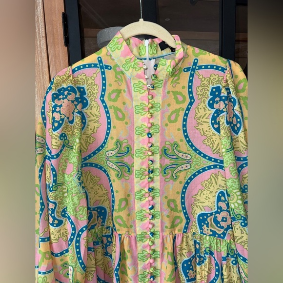 Beulah long sleeve maxi dress button down estelle midi zimmer mann paisley neon - Picture 6 of 10
